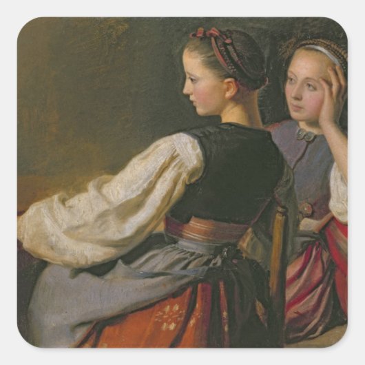 Een meisje uit Probsteier, 1844 Vierkante Sticker (Voorkant)