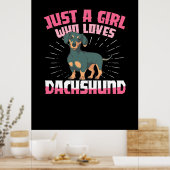 Een meisje van Dachshund Poster (Keuken)