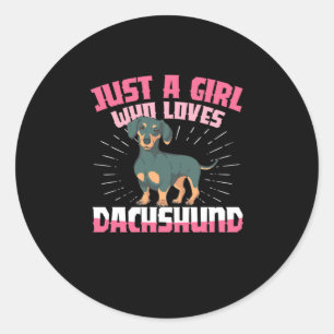 Een meisje van Dachshund Ronde Sticker