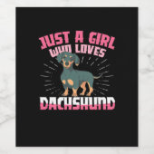 Een meisje van Dachshund Wijn Etiket (Enkel label)