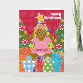 Een meisje van de Peperkoek voor Kerstmis voegt Feestdagen Kaart