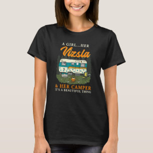 Een meisje van haar Vizsla en haar Camper Hongaars T-shirt