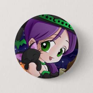 Een Meisjes Beste Vriend Is Haar Zwarte Kat Anime  Ronde Button 5,7 Cm