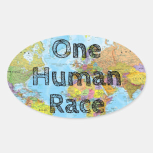Eén menselijke ras ovale sticker