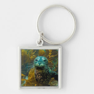 Een merkwaardig zeebraseal Kelp bos Santa Barbar Sleutelhanger