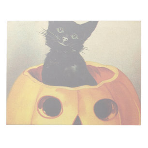 Een Merry Halloween, Black Cat in Pumpkin Notitieblok