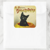 Een Merry Halloween Kitten Vierkante Sticker (Tas)