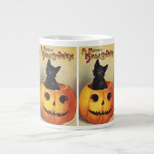 Een Merry Halloween van Ellen Clapsaddle, Kat Extra Grote Beker (Voorkant)