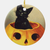 Een Merry Halloween van Ellen Clapsaddle,  Kat Keramisch Ornament (Achterkant)