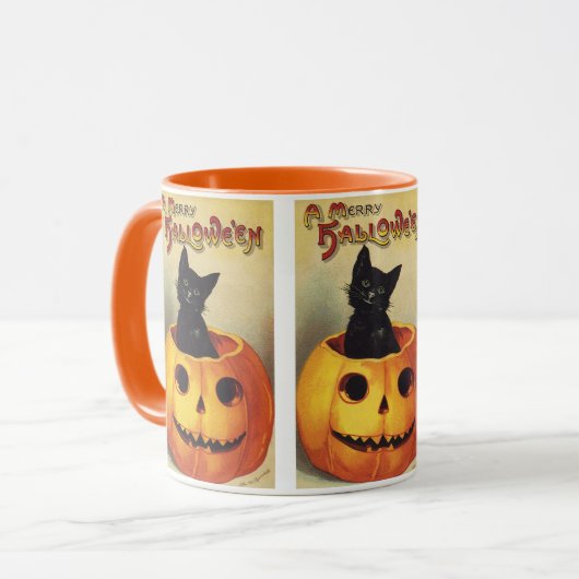 Een Merry Halloween van Ellen Clapsaddle,  Kat Mok (Voorkant links)