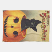 Een Merry Halloween van Ellen Clapsaddle,  Kat Theedoek (Horizontaal)