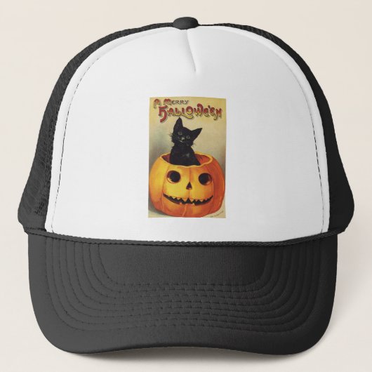 Een Merry Halloween van Ellen Clapsaddle, Kat Trucker Pet (Voorkant)