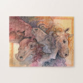 Een met de Herd Waterverf Paarden Legpuzzel (Horizontaal)