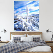 Een met sneeuw bedekte yucca canvas afdruk (Insitu (Slaapkamer))