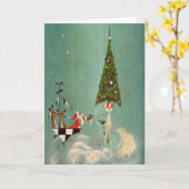 Een mid-eeuwse kerst lancering kaart (Gele Bloem)