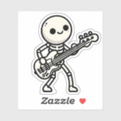 Een minimale skeleton bassist sticker (Vel)