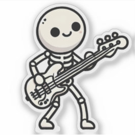 Een minimale skeleton bassist sticker