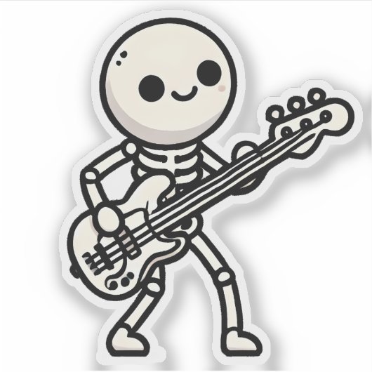Een minimale skeleton bassist sticker (Voorkant)