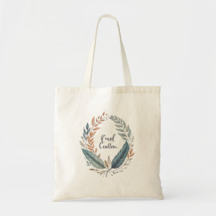 Een minimalistisch patroon van bladrijke ronde lij tote bag