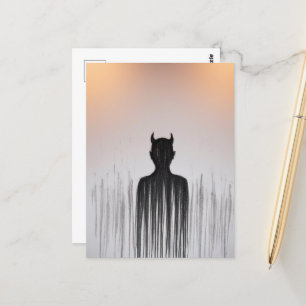 Een minimalistische duivel briefkaart