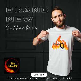 Een mod, vet, Oranje en gele vlam grafisch T-shirt