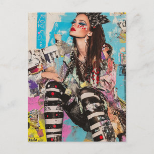 Een mode dame Collage Briefkaart