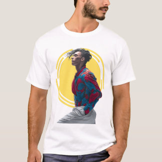Een modern Man in levendige, Abstracte app T-shirt