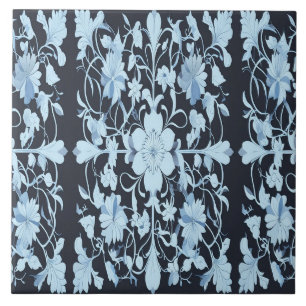 Een modern naadloos blauw kleurig bloemenpatroon tegeltje