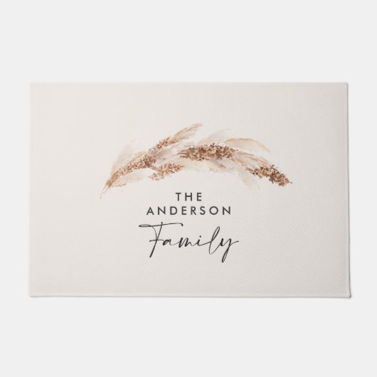 Een modern, natuurlijk pampasgrasgeschenk deurmat (Voorkant)