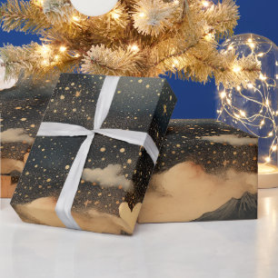 Een modern Sterrennacht naadloos patroon Cadeaupapier