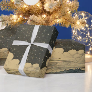 Een modern Sterrennacht naadloos patroon Cadeaupapier