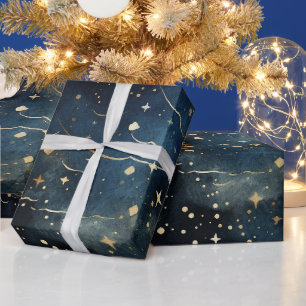 Een modern Sterrennacht naadloos patroon Cadeaupapier