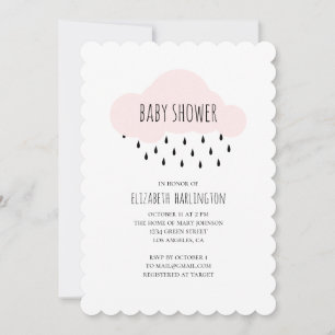 Een moderne baby shower uitnodiging. Roze wolk Kaart