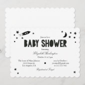 Een moderne baby shower uitnodiging. Zwart-Wit Kaart (Voorkant / Achterkant)