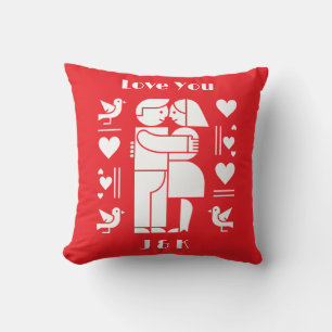 Een moderne Bauhaus gepersonaliseerde Valentijnsda Kussen