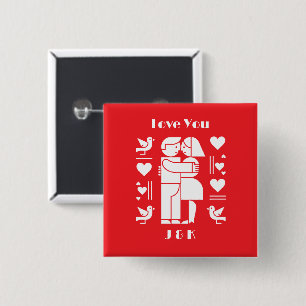 Een moderne Bauhaus gepersonaliseerde Valentijnsda Vierkante Button 5,1 Cm