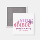 Een moderne bruiloft met een paarse roze datum magneet (Voorkant / Achterkant)