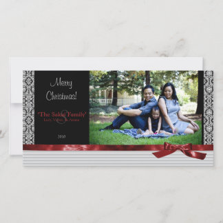 Een moderne Damask Holiday Photo Card Feestdagenkaart