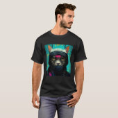 Een moderne ninjapoes uit de toekomst kijkt naar j t-shirt (Voorkant volledig)
