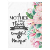 Een moeder is als een bloem, een Moederdag cadeau. Tafelkleed (Voorkant)