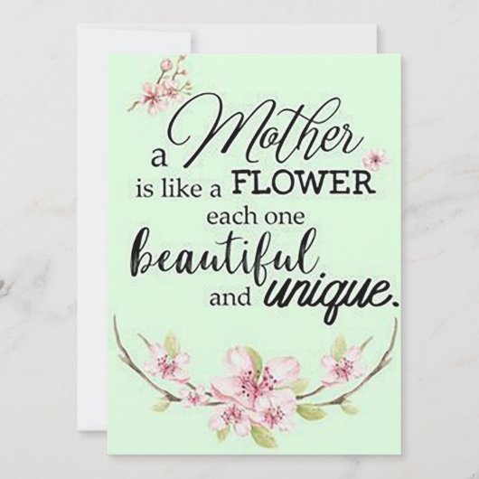Een moeder is als een bloem... feestdagenkaart (Voorkant)