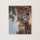 Een moeder met haar kinderen in een chinese tuin, legpuzzel (Verticaal)