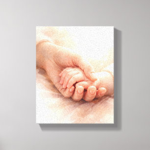 Een Moeder's Eerste Aanraking Canvas Afdruk