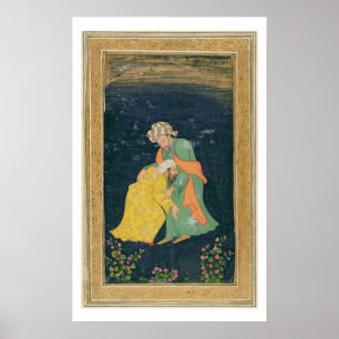 Een Moellah die naar een man gaat in een Iraanse j Poster