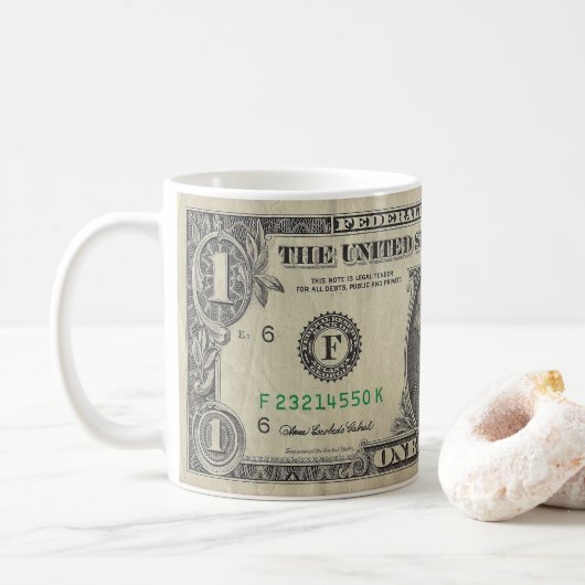 Eén Mok met een dollar, wit (Met donut)