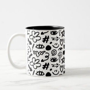 Een mok met een mooi, modern ontwerp in zwart-wit