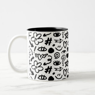 Een mok met een mooi, modern ontwerp in zwart-wit