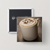Een mok met gesmolten koffie van Cappucino Vierkante Button 5,1 Cm (Voorkant /achterkant)