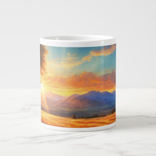 Een Mok met verfrissend zonsopgang afbeelding (Voorkant)