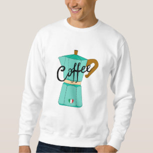 Een moka pot met Italiaanse koffie Trui